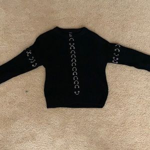 Black Sweater with silver hoops